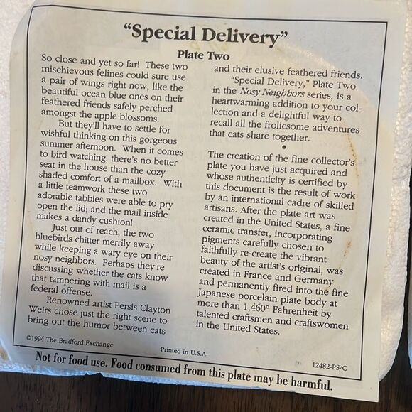 Special Delivery Nosy Neighbors Collection plate Bradford Exchange - Picture 4 of 6